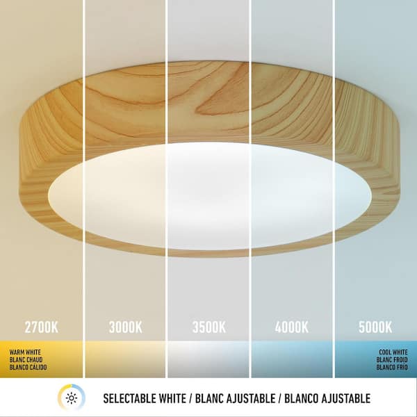 Dryad 10 in. 1 Light 5CCT Wood Finish Selectable LED Integrated Flush Mount Ceiling Light
