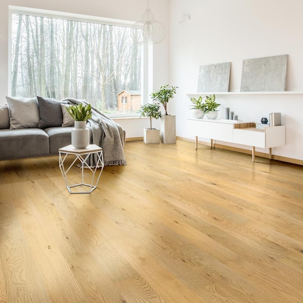 A&A Surfaces Woodridge Aurora Gold Oak 0.28 in. x 6.5 in. Waterproof Wire Brushed Engineered Hardwood Flooring (21.67 sq. ft./case)