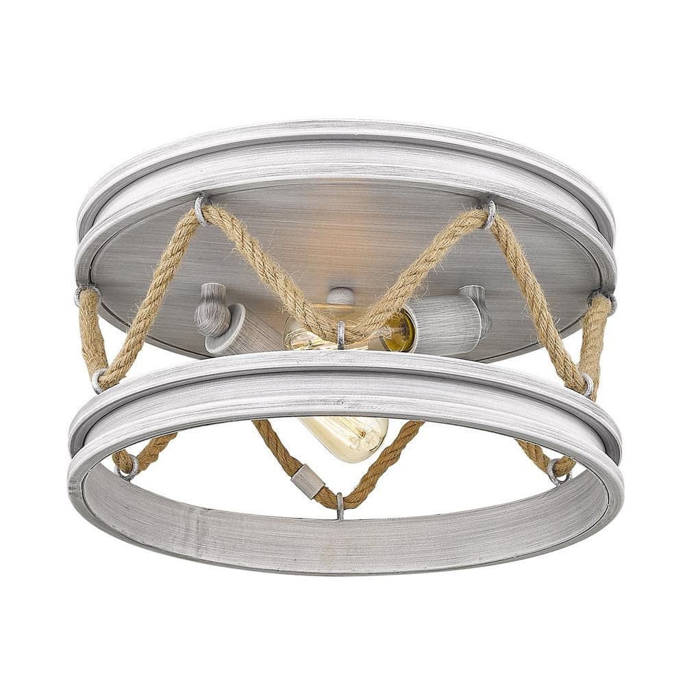 Gray Driftwood 2-Light Nautical Flush Mount with Rope Accents
