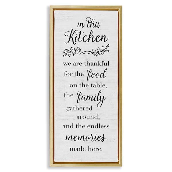 Stupell Industries Kitchen Family Gratitude by Natalie Carpentieri Gold Floater Frame Typography Graphic Art Print 25 in. x 11 in.