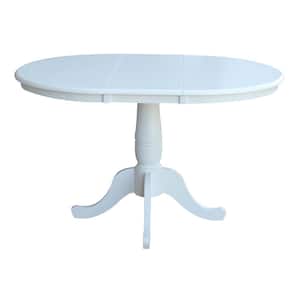 36 in. x 48 in. x 30 in. H Pure White Extension Laurel Pedestal Table