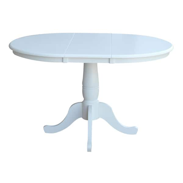 International Concepts 36 in. x 48 in. x 30 in. H Pure White Extension Laurel Pedestal Table