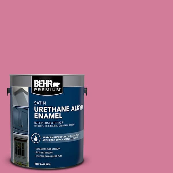 BEHR PREMIUM 1 gal. #P130-5 Little Bow Pink Urethane Alkyd Satin Enamel Interior/Exterior Paint