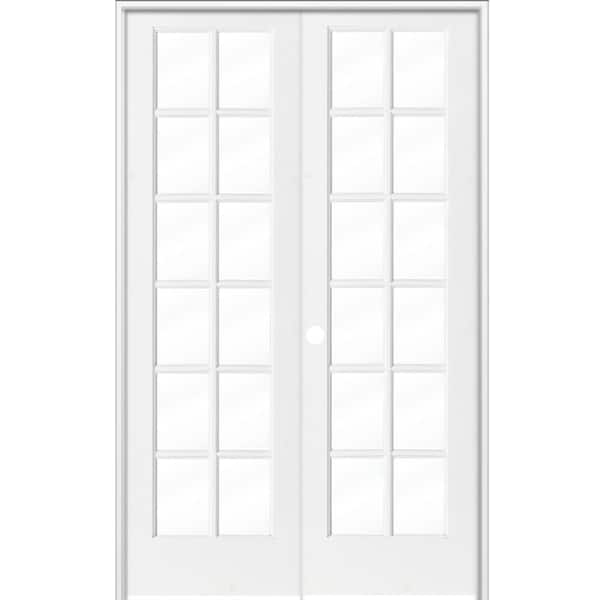 Krosswood Doors 56 in. x 96 in. Craftsman Shaker 12-Lite Right Handed MDF Solid Hybrid Core Double Prehung Interior Door