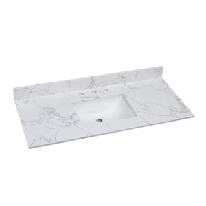 Alaski 49 in. W x 22 in. D Cultured Marble Vanity Top in Arabescato White with White Rectangular Single Sink