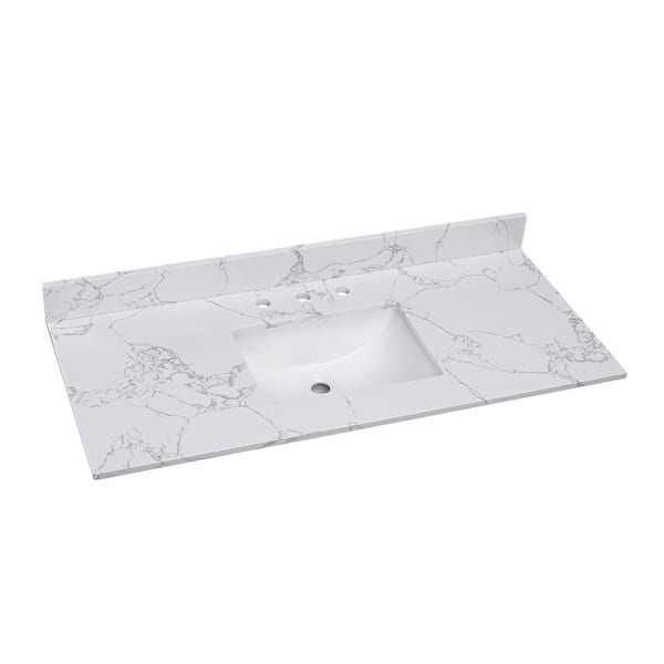 YASINU Alaski 49 in. W x 22 in. D Cultured Marble Vanity Top in Arabescato White with White Rectangular Single Sink