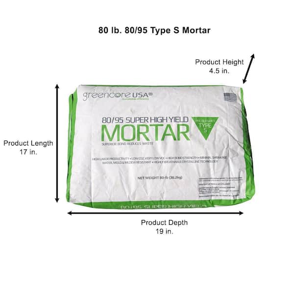 Greencore 80 lb. 80/95 Type S Mortar 855S80 - The Home Depot