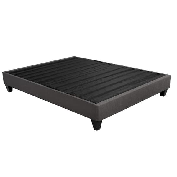 Benjara Gray Wood Frame King Platform Bed with Head Board
