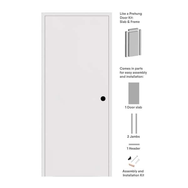 Flush N DIY-Friendly 24 in. x 80 in. Left-Hand Primed Solid Composite Core Wood Single Prehung Interior Door