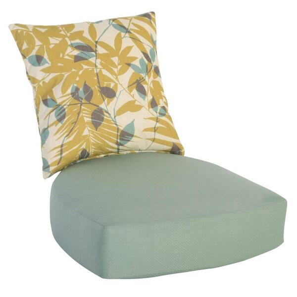 Hampton Bay Haver Hill 23.86 x 21.13 Outdoor Lounge Chair Cushion in Standard Aqua
