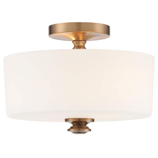 Crystorama Travis 12.5 in. 2-Light Vibrant Gold Flush Mount