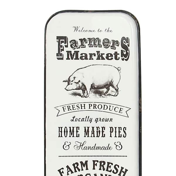 Farmhouse Pig and Market Typography Iron Wall Sign