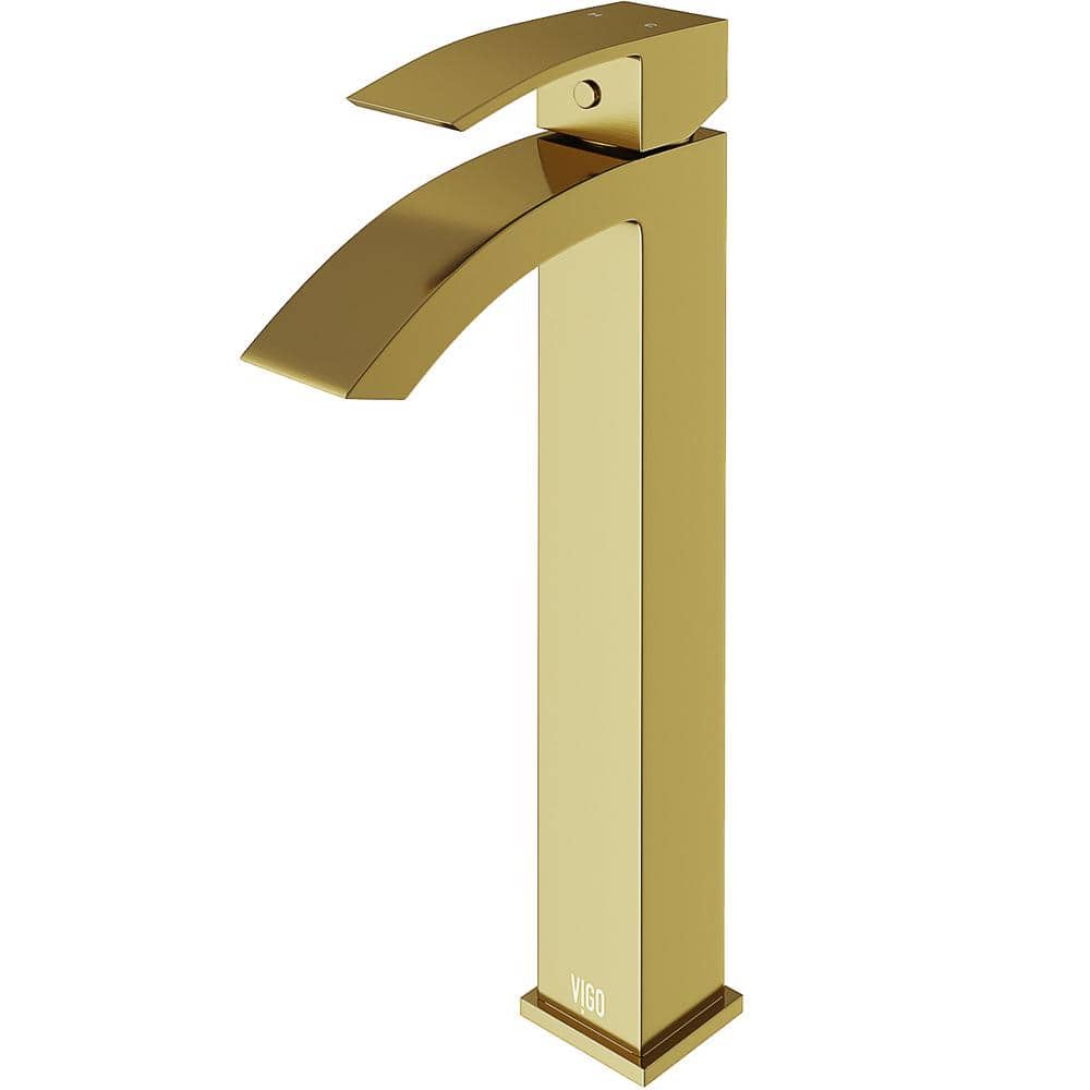 Matte Gold Single-Handle Waterfall Vessel Bathroom Faucet