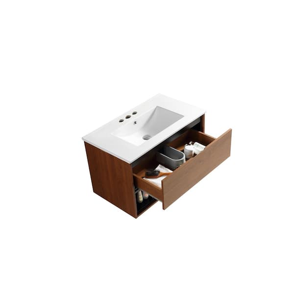 Mediterraneo Enzo 32 in. Single Sink PVC Cherry Oak Wood