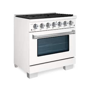 BOLD 36" 5.2 Cu. Ft. 6 Burner Freestanding Single Oven Dual Fuel Range with Gas Stove and Electric Oven in White