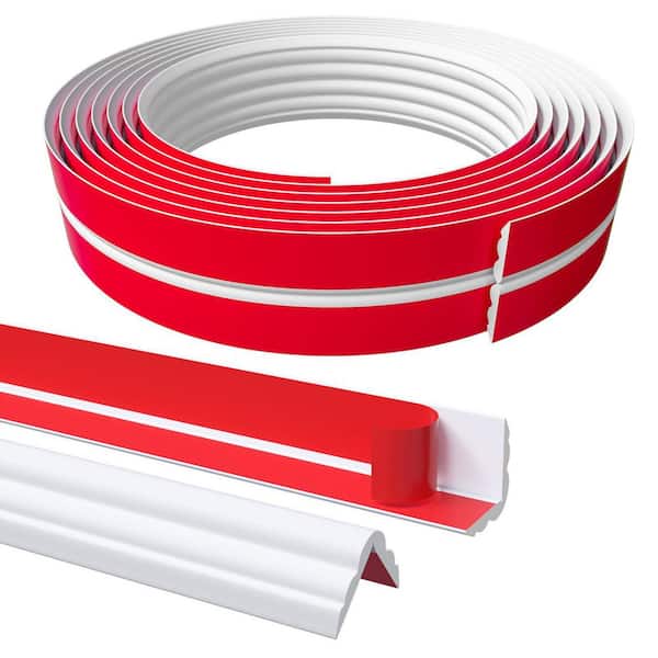 1.6 in. x 20 ft. Composite Self Adhesive Drywall Corner Protector Peel and Stick Trim Molding for Edge Ceiling, White