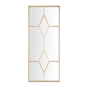 Oversized Gold Metal Frame Diamond Windowpane Classic Floor Mirror (70 in. H x 29 in. W)