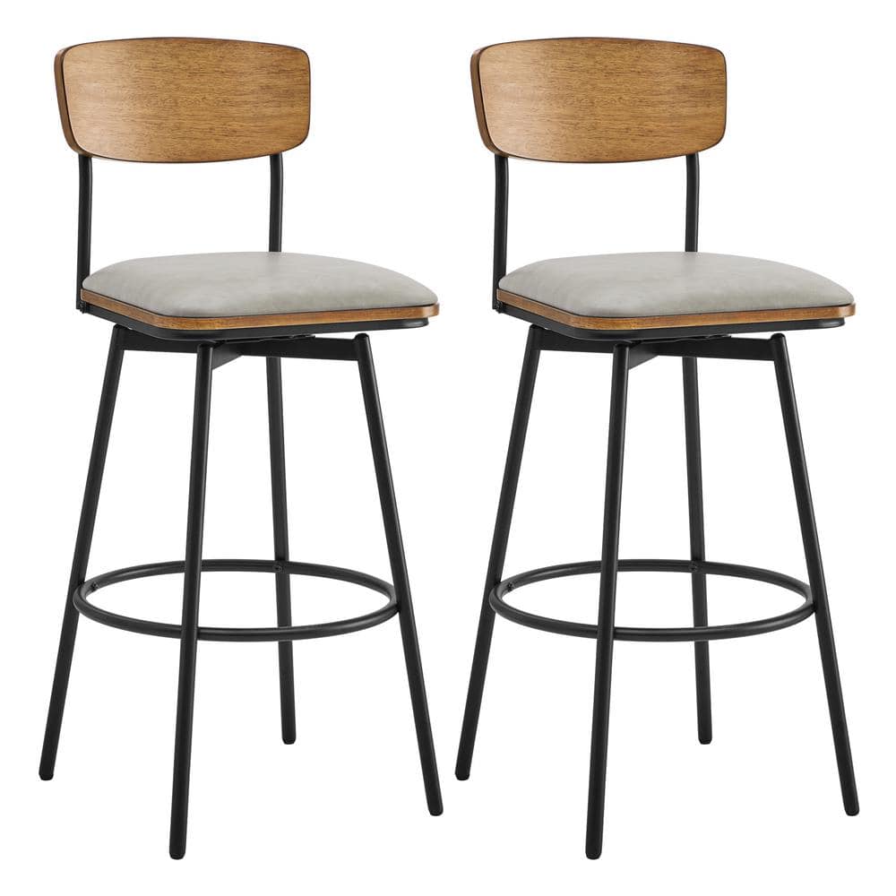Spruce & Spring Wynne 30 in. Gray High Back Metal Swivel Bar Stool with ...