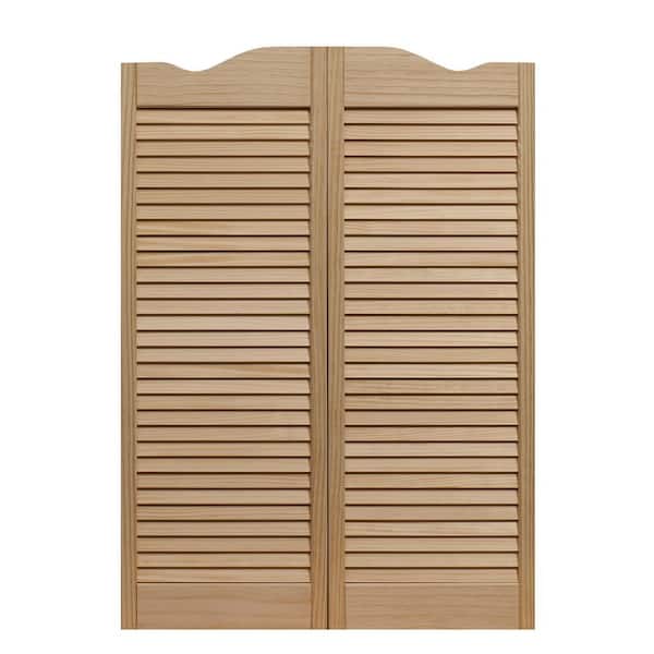Pinecroft 24 in. x 42 in. Louvered Wood Cafe Door