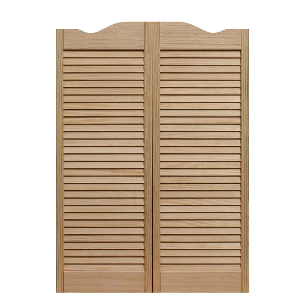 Pinecroft 32 in. x 42 in. Dixieland Louvered Unfinished Pine Wood Saloon Door