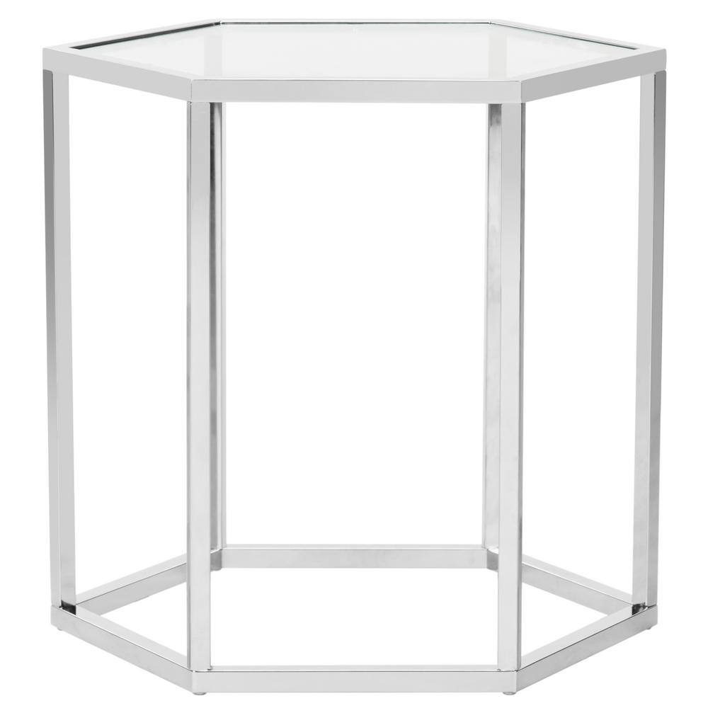 Teagan Chrome Hexagonal Glass End Table