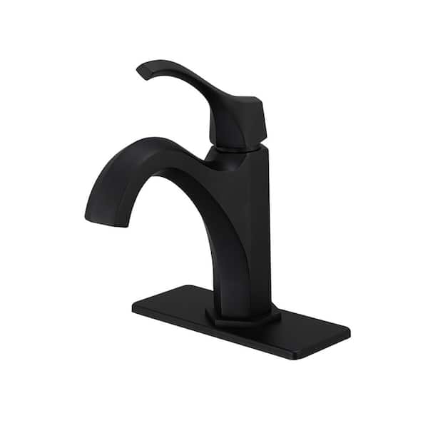 Unbranded Single Handle Single Hole Bathroom Faucet with Drain Assembly in Matte Black