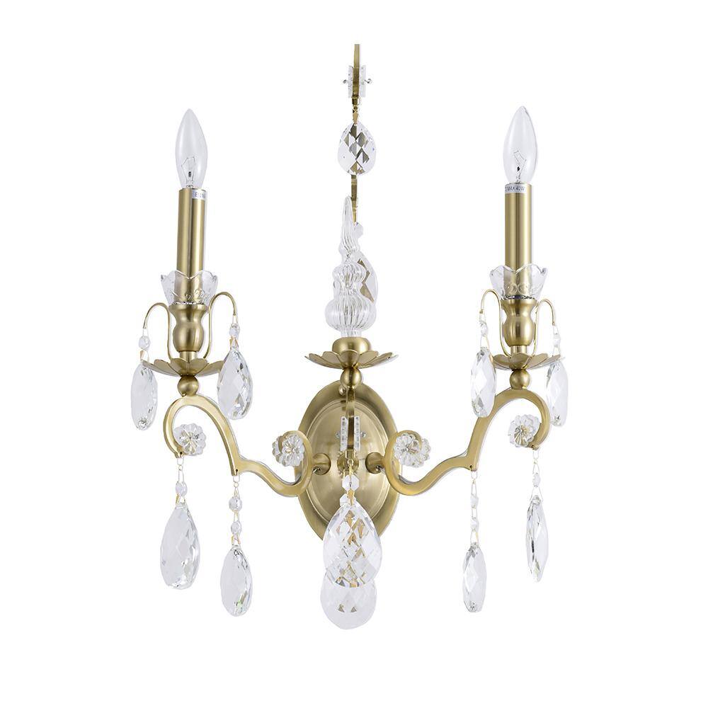 brass and crystal sconces