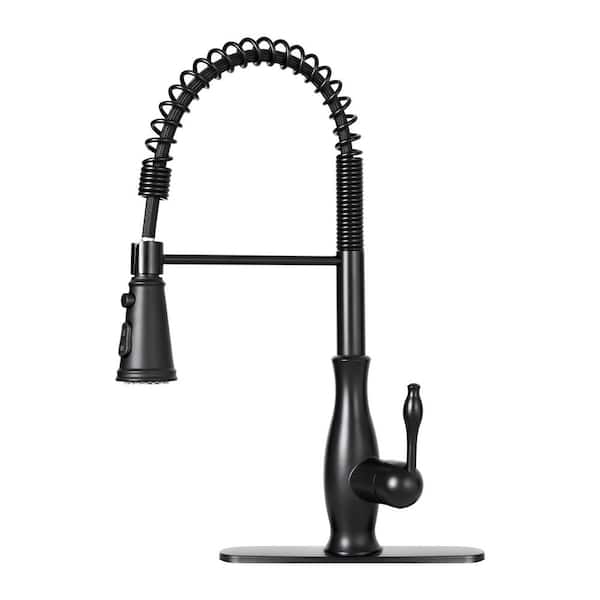 Akicon Black 18.12 in. H Single-Handle Pull-Down Sprayer Kitchen Faucet with 360° Spout Swivel