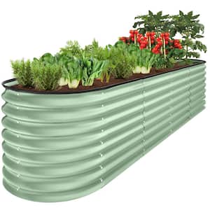 8 ft. x 2 ft. x 2 ft. Sage Green Oval Steel Raised Garden Bed Planter Box for Vegetables, Flowers, Herbs
