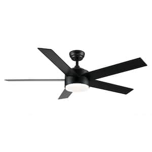 Light Pro 52 in. Integrated LED Matte Black Ceiling Fan Light with Remote Control