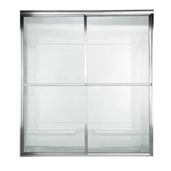 American Standard Prestige 44 in. x 71.5 in. Framed Sliding Shower Door in Silver with Clear Glass