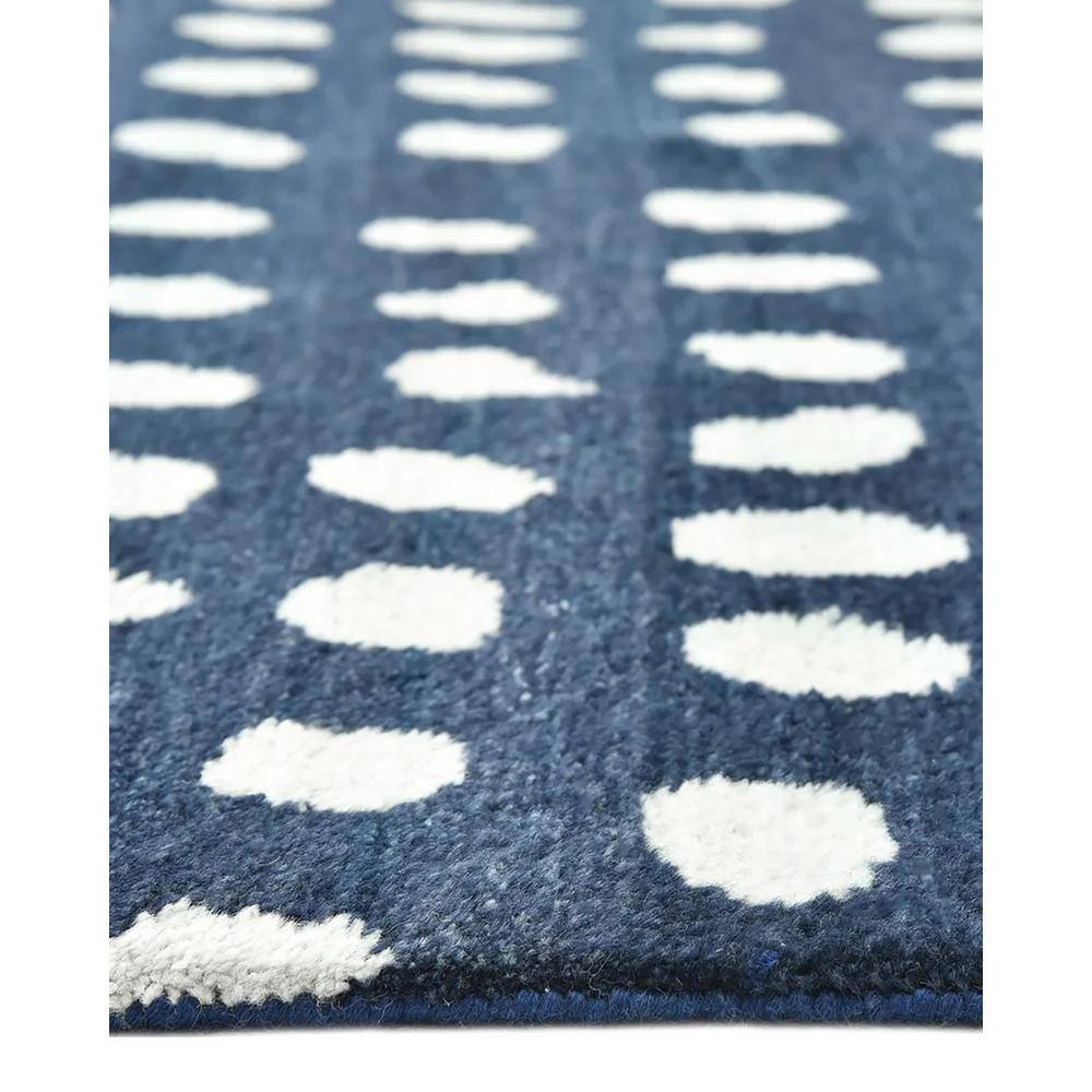 Hand-Knotted Navy Blue Wool Shag Area Rug 3' x 5'