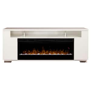 Haley 76 in. Media Console in White with 50 in. Electric Fireplace
