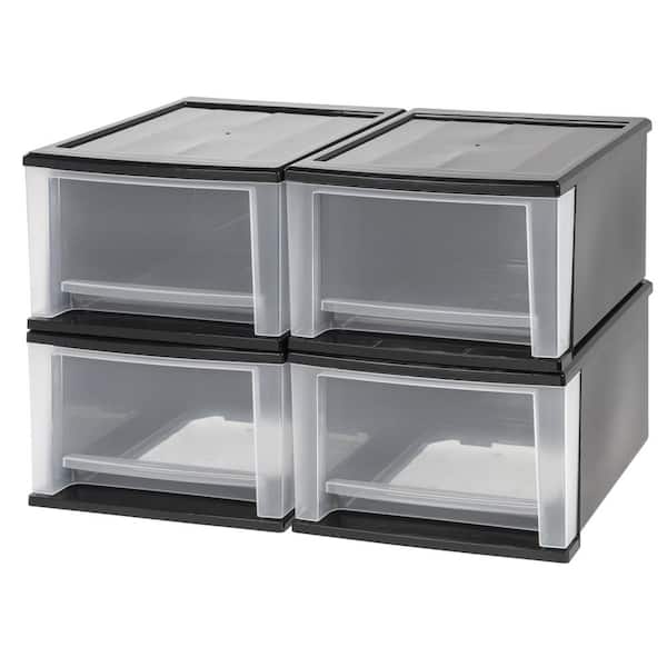IRIS 12.05 in. x 8.39 in. Black 17 Qt. Stacking Drawer (4-Pack)