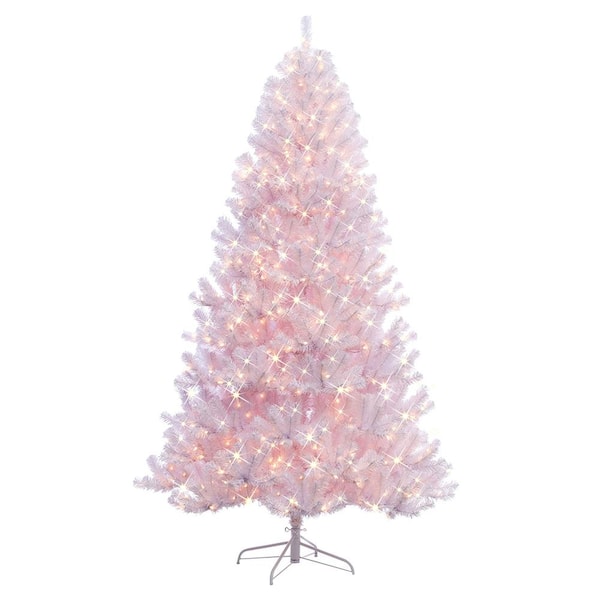 Puleo International Pre-Lit 6.5 ft. White Northern Fir Artificial Christmas Tree with 400 Lights, White