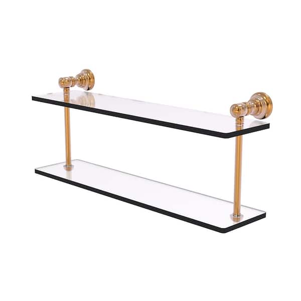 Allied Brass Carolina Collection 22 in. x 9.2 in. H x 5.6 in. D  Brass Rectangular Two Tiered Glass Shelf in Brushed Bronze