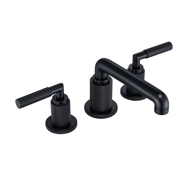 8 in. Widespread Double Handle 3-Hole Brass Bathroom Faucet in Matte Black