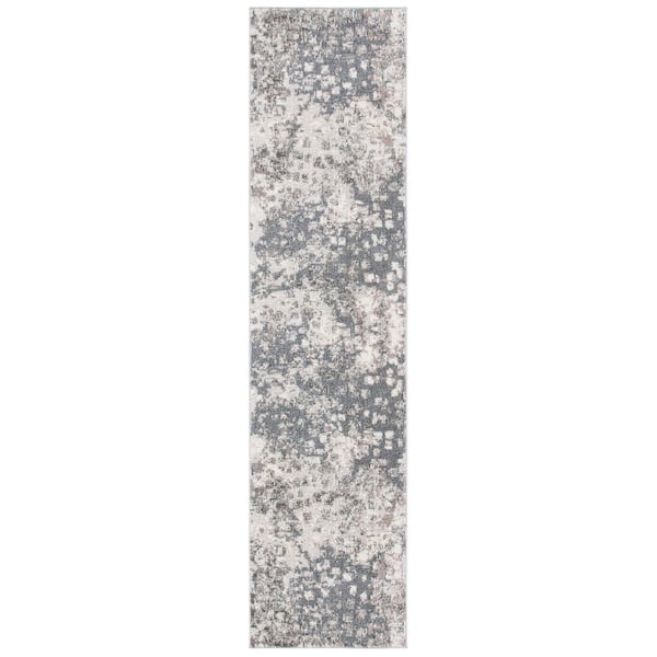 SAFAVIEH Madison Gray/Beige 2 ft. x 14 ft. Geometric Abstract Runner Rug