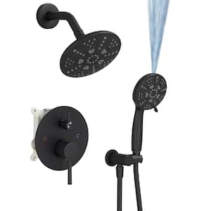 Single Handle 5-Spray Round Shower Faucet 2.5 GPM with Detachable Handheld Shower in. Black (Valve Included)