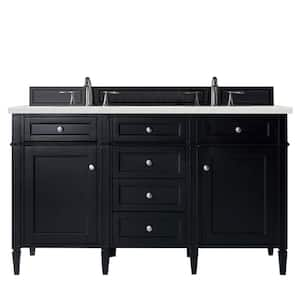 Brittany 60 in. W x 23.5 in. D x 34 in. H Bath Vanity in Black Onyx with Eternal Serena Quartz Top