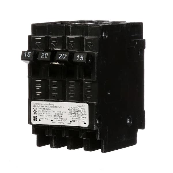 Siemens Triplex Two Outer 15 Amp Single-Pole and One Inner 20 Amp ...