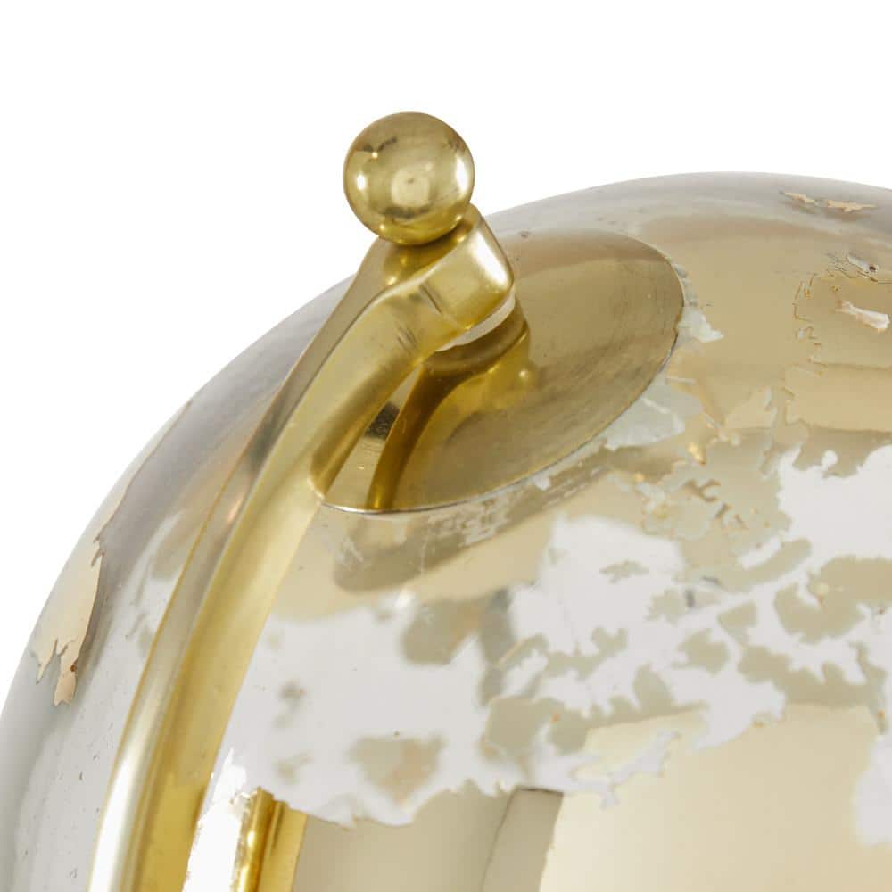 Gold Aluminum Globe with Tripod Base, 8-Inch