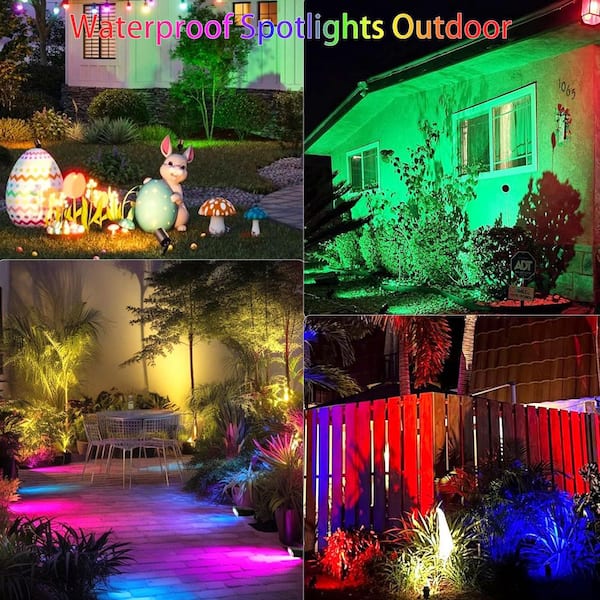 1000 Lumens RGBW LED Spot Light Plug-in 120V Remote Control 16-Color Changing Landscape Light Spot (4-Pack)