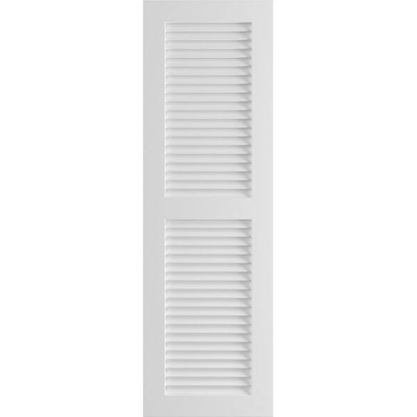 Ekena Millwork 15" x 58" True Fit PVC Two Equal Louver Shutters, White (Per Pair)