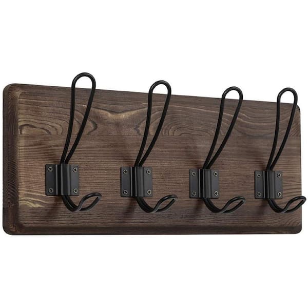 Rustic Iron Wall Mounted Key Rack Holder Vintage 4 Hooks Coats Keys Bags Hanger 
