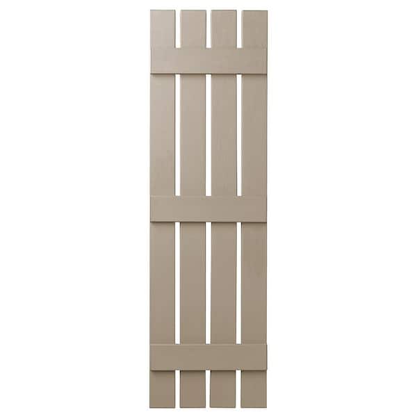 Ply Gem 16 in. x 67 in. Polypropylene 4 Board Open Board and Batten Shutters Pair in Pebblestone Clay