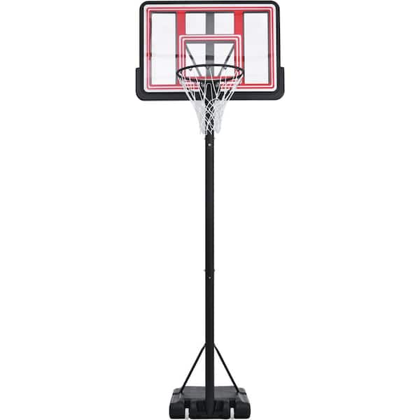 Boosicavelly Outdoor Black 4.76 ft. x 10 ft. H Adjustable Portable Basketball Hoop with LED Basketball Hoop Lights