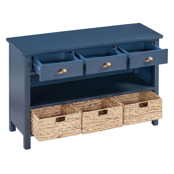 47 in. W x 15.9 in. D x 32 in. H Bathroom Navy Blue Linen Cabinet