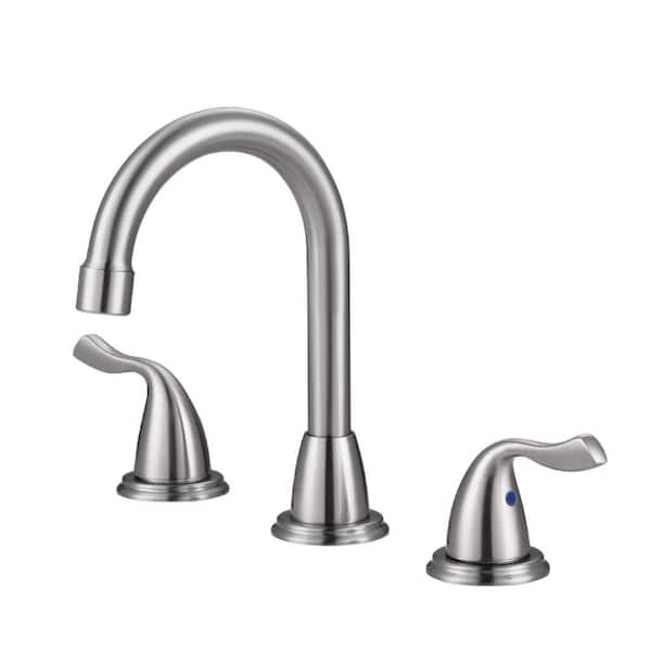 ALEASHA 8 in. Widespread Double Handle Bathroom Sink Faucet in Brushed Nickel