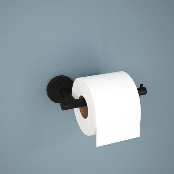 Trinsic Wall Mount Single Post Toilet Paper Holder Bath Hardware Accessory in Matte Black